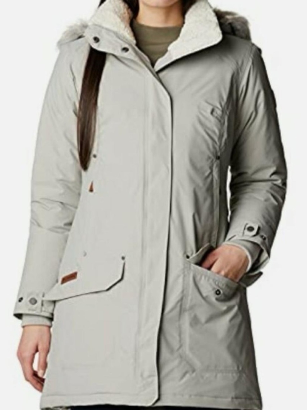 Columbia Women's Icelandite Turbodown Gray Grey Insulated Hooded Winter Parka XS